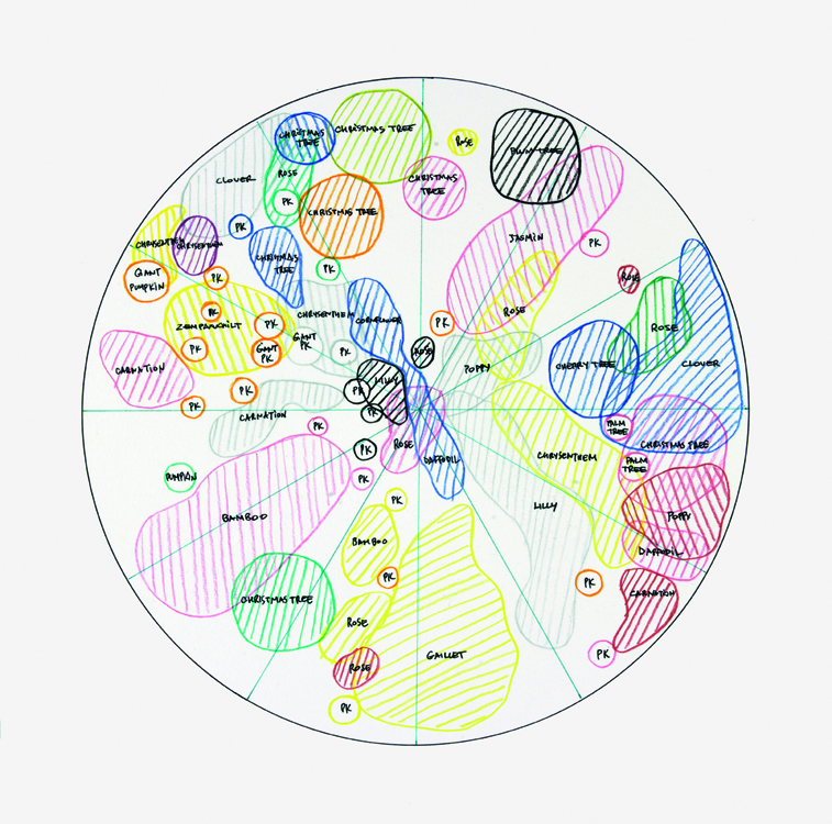 Pierre Huyghe, La Saison des Fêtes, preparation drawing