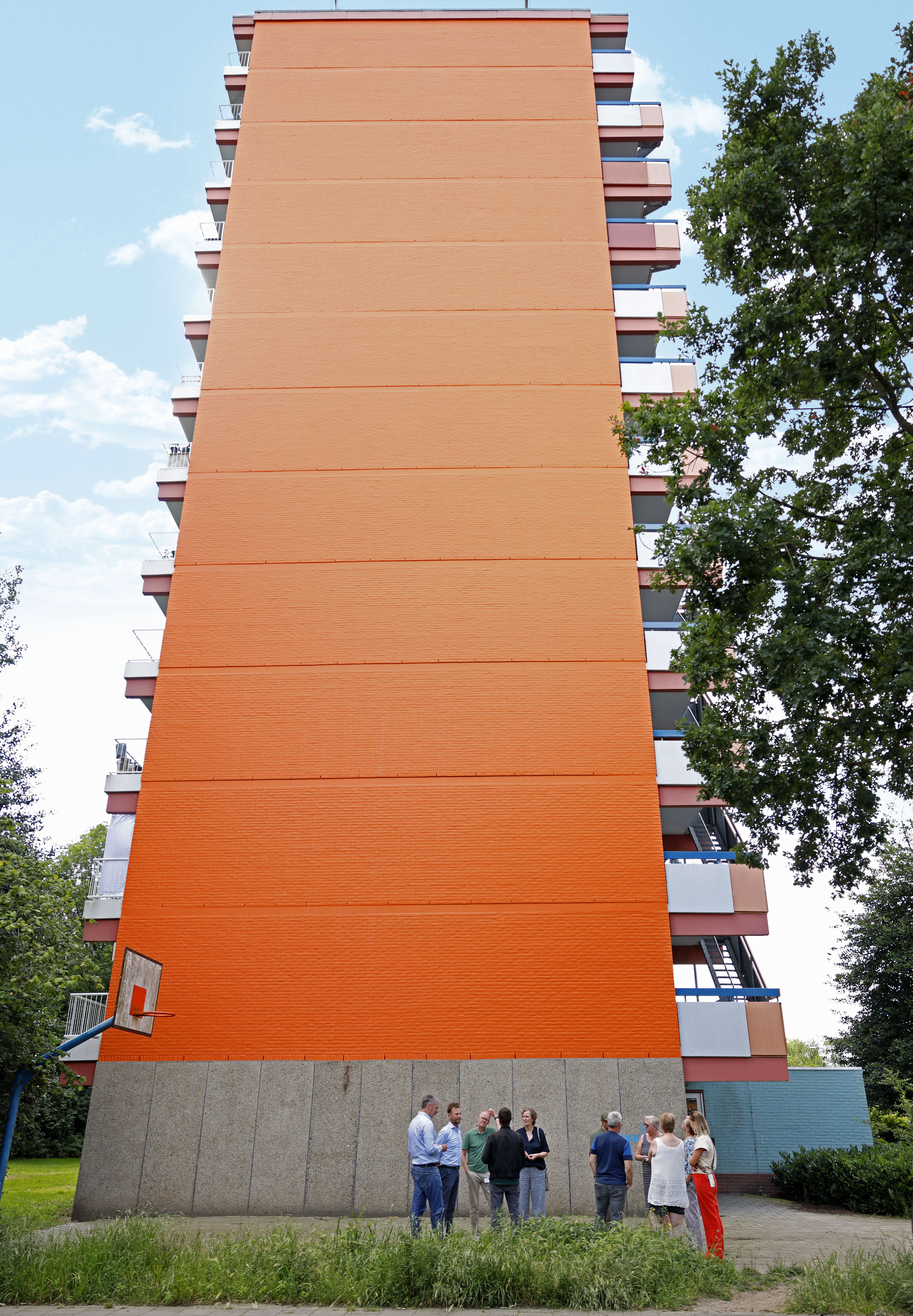 De mural wordt binnenkort aangebracht op de muur van deze Edese flat. 