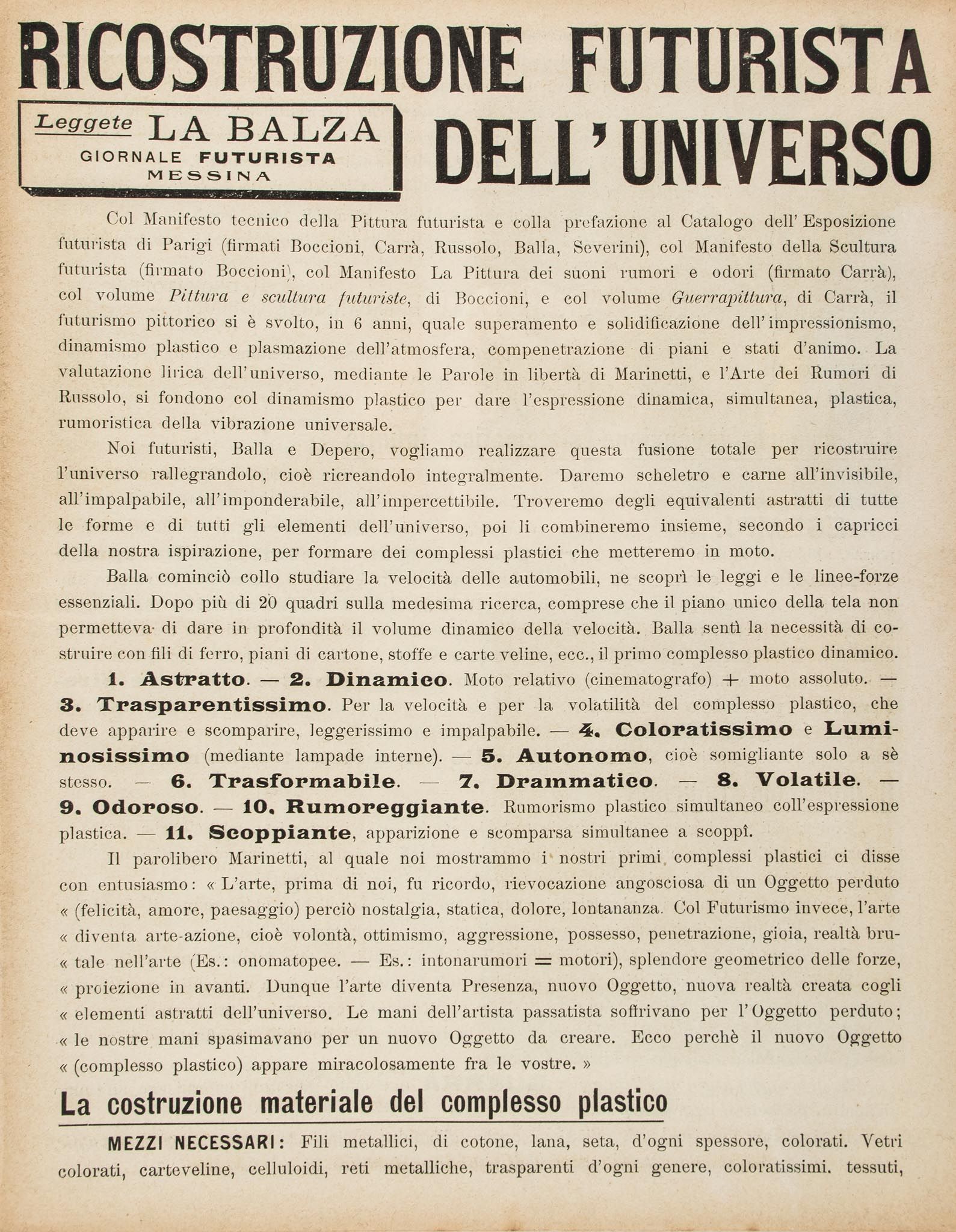 Ricostruzione futurista dell'universo