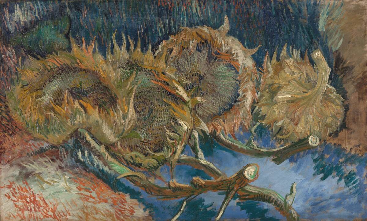 Vincent van Gogh, Vier uitgebloeide zonnebloemen, augustus-oktober 1887